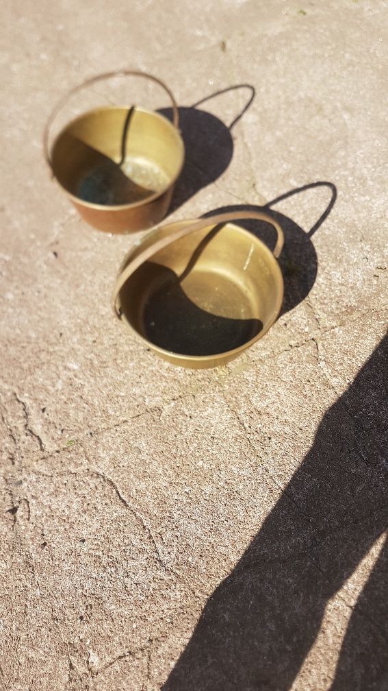2 ANTIQUE BRASS JAM PANS