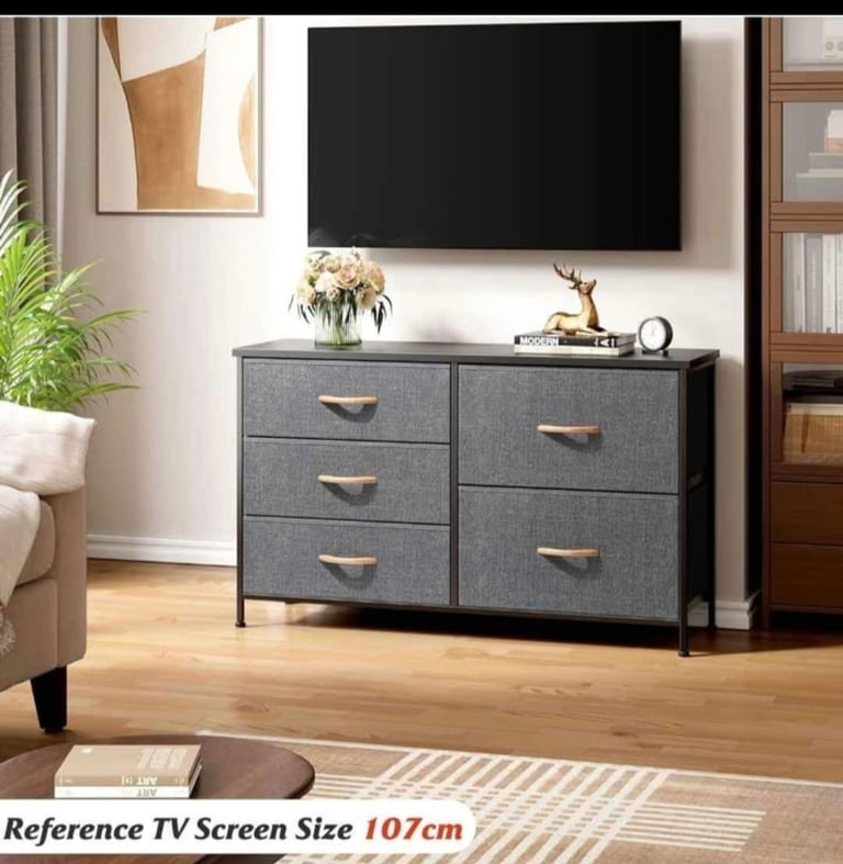 Dresser for Bedroom with 5 Drawers, Storage Organizer, Wide Chest of Drawers. RRP £89.99 Brand new.