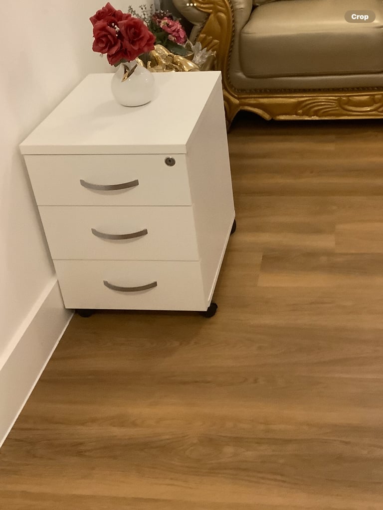 Coffee table/ desk/chest of 6 drawers Gold colour/chest of 3 drawers with key/ 2 chairs