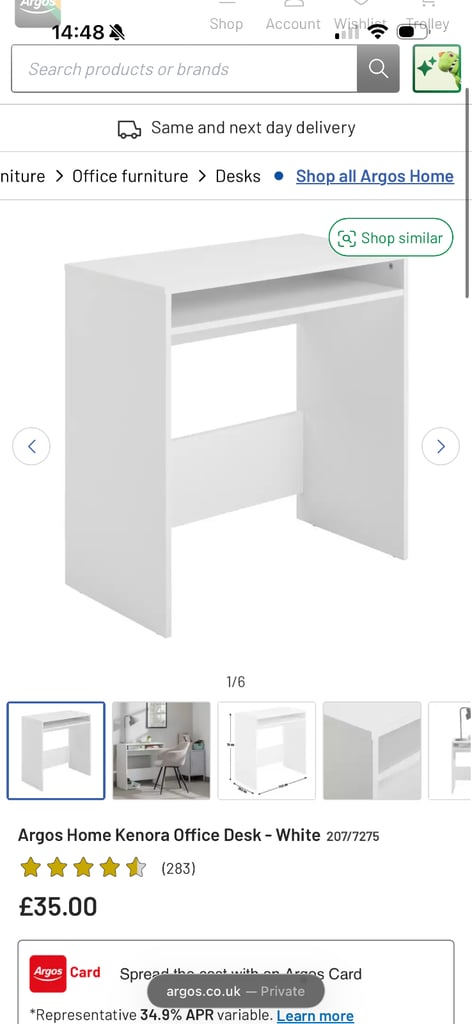 White Argos desk 