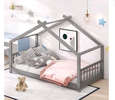 HomeDecor24 Children Kids Toddler House Bed Grey 90 x 190cm RRP £250