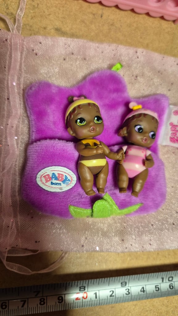 image for Baby born baby suprise twin dolls in cot with swaddle and little bag.