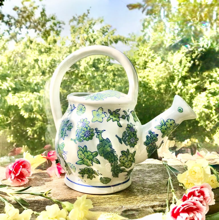 image for Antique vintage style ceramic watering can Chinese dragon Quite heavy