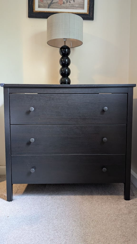 Ikea Chest Drawer, KOPPANG Chest of 3 drawers, Black, 90x83 cm