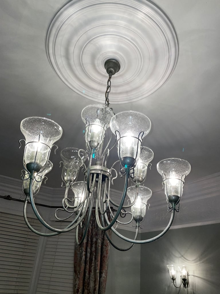 image for 9 arm chandelier with 2 wall lights