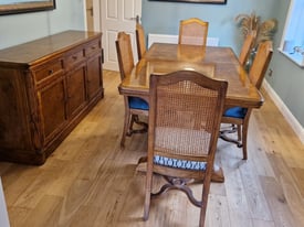 Extending dining room table and cabinet