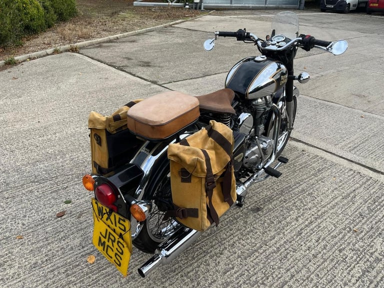 2015 15 ROYAL ENFIELD BULLET CLASSIC EFI MODERN RETRO CHROME  BLACK FI PANNIERS