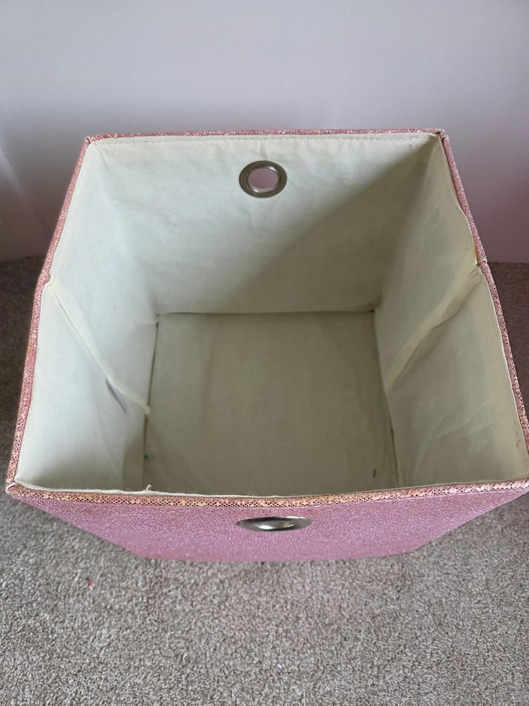Pink glitter storage box with lid