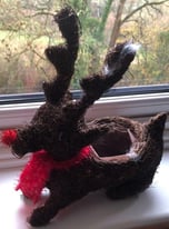 Christmas Wicker Plant pot Reindeer