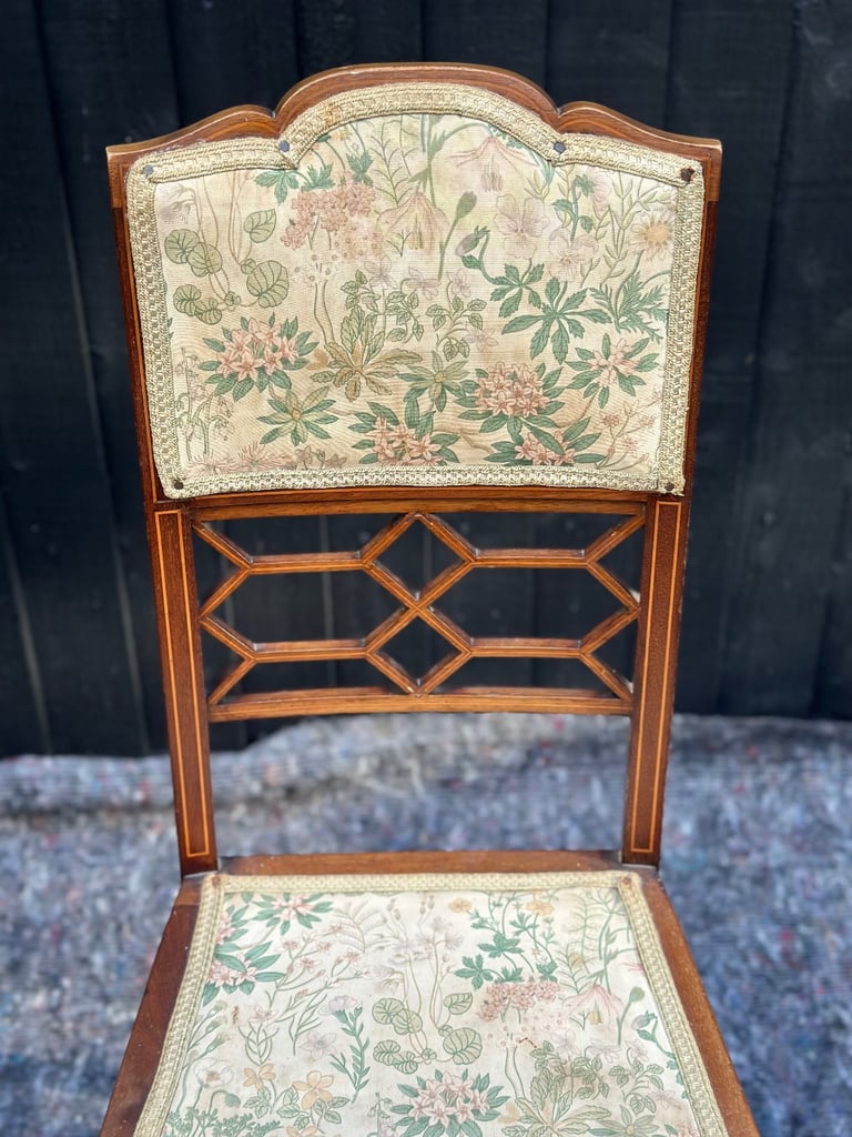 Antique floral wooden chair 