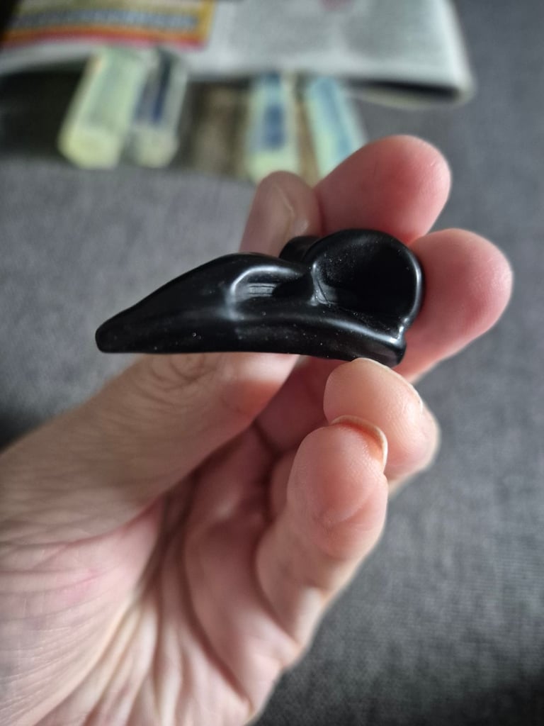 Obsidian bird skull