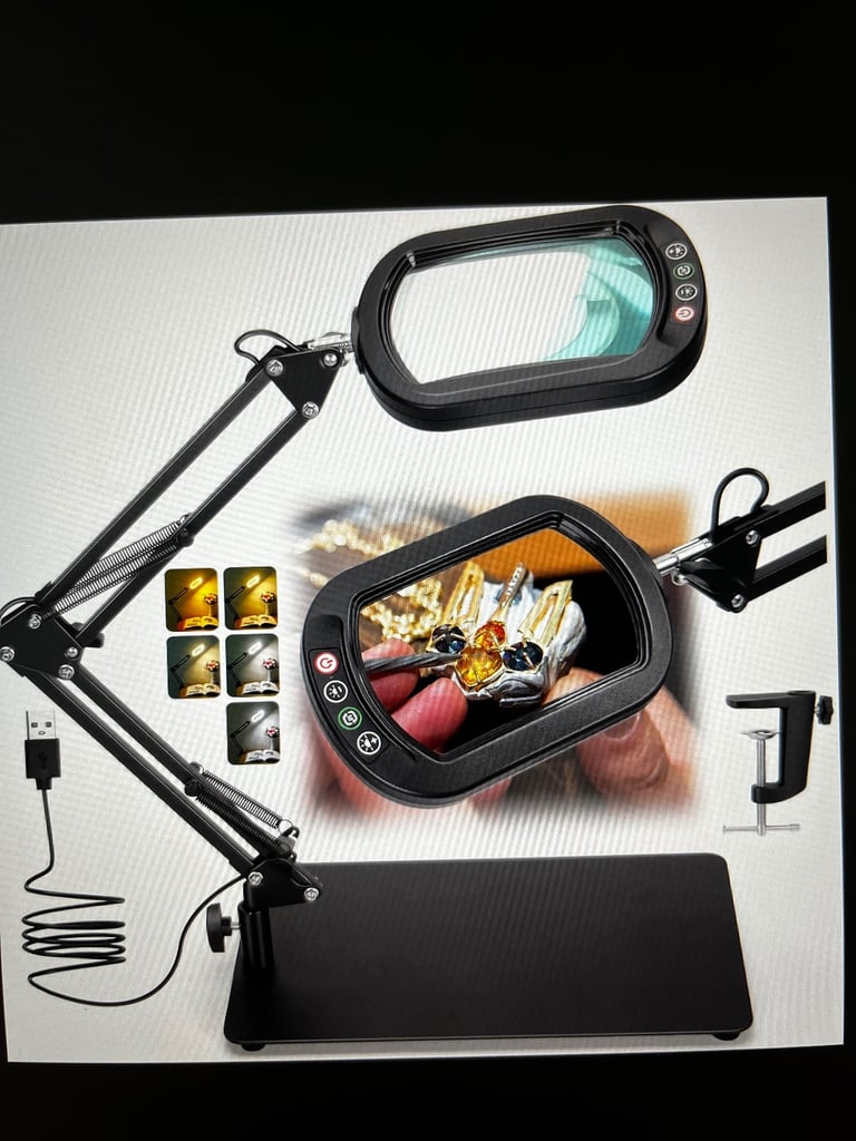 image for Veemagni 10X Rectangle Magnifying Glass with Light and Stand