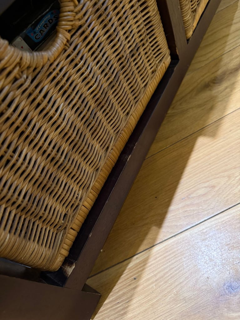 Wooden Storage Cabinet / TV Unit with 3 willow baskets