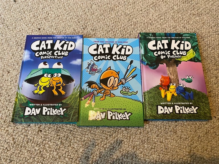 Cat kid comic club books by Dav Pilkey x3
