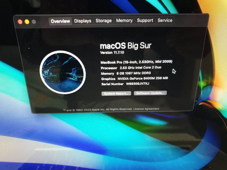 APPLE MACBOOK PRO A1286 15.4inch LAPTOP WITH CHARGER 2.53GHZ C2D, 8GB DDR3 128GB SSD RUNNING BIG SUR