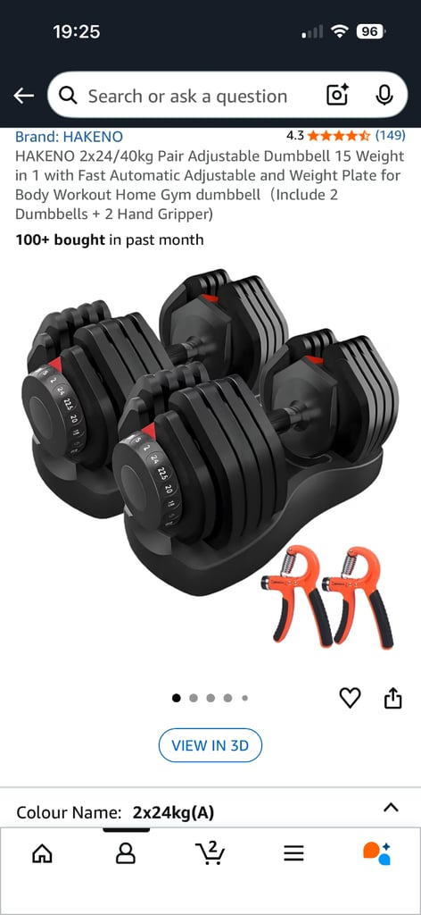 image for HAKENO 2x24/40kg Pair Adjustable Dumbbell 15 Weight In one