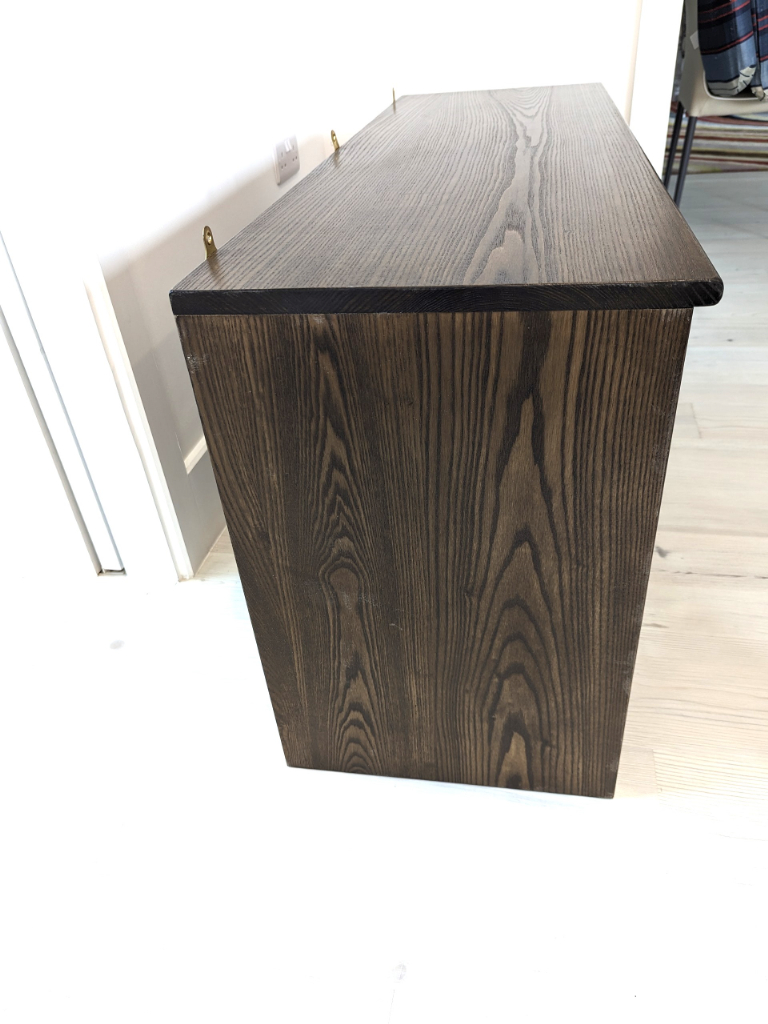 WOOD WALL-MOUNTED STORAGE UNIT REPLICA ERCOL GRASMERE 118cm L x 40.5cm W x 59cm H