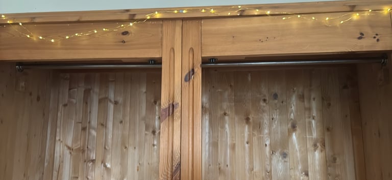 SOLD: Large Double Pine Wardrobe with drawers
