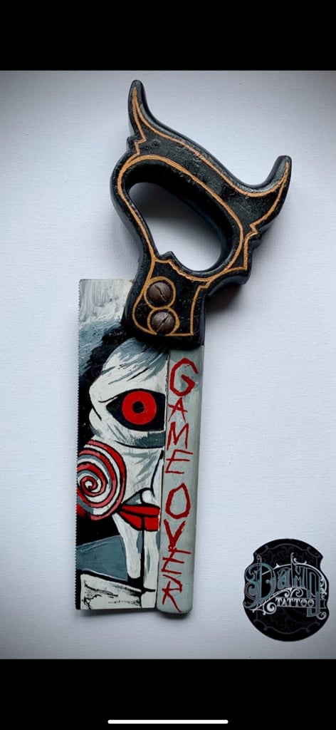 image for Saw jigsaw theme hand painted