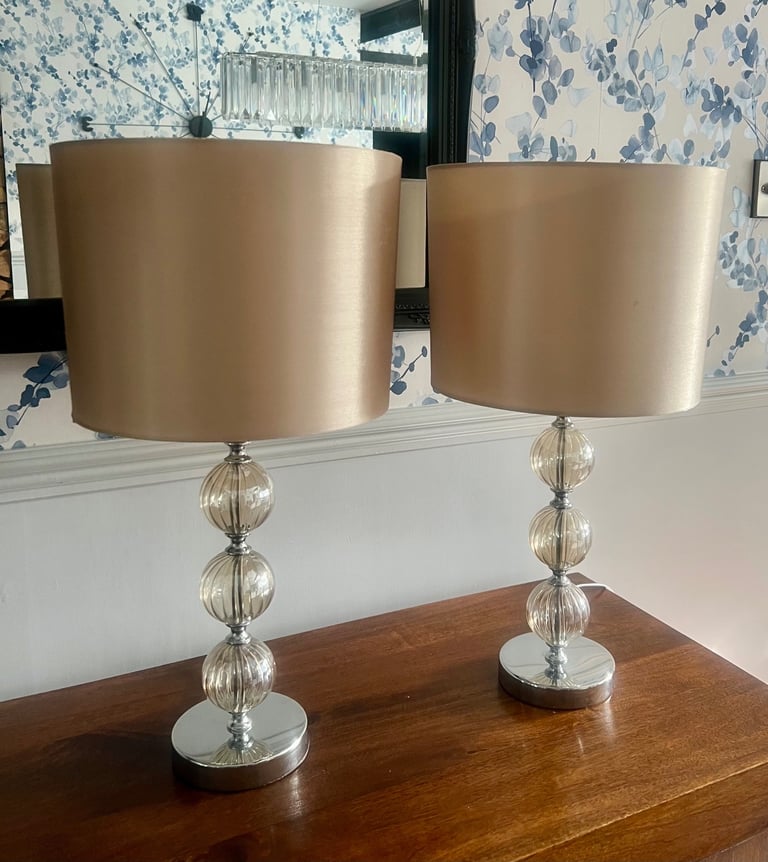 image for 2 x Lamp Shades with Gold Lampshades