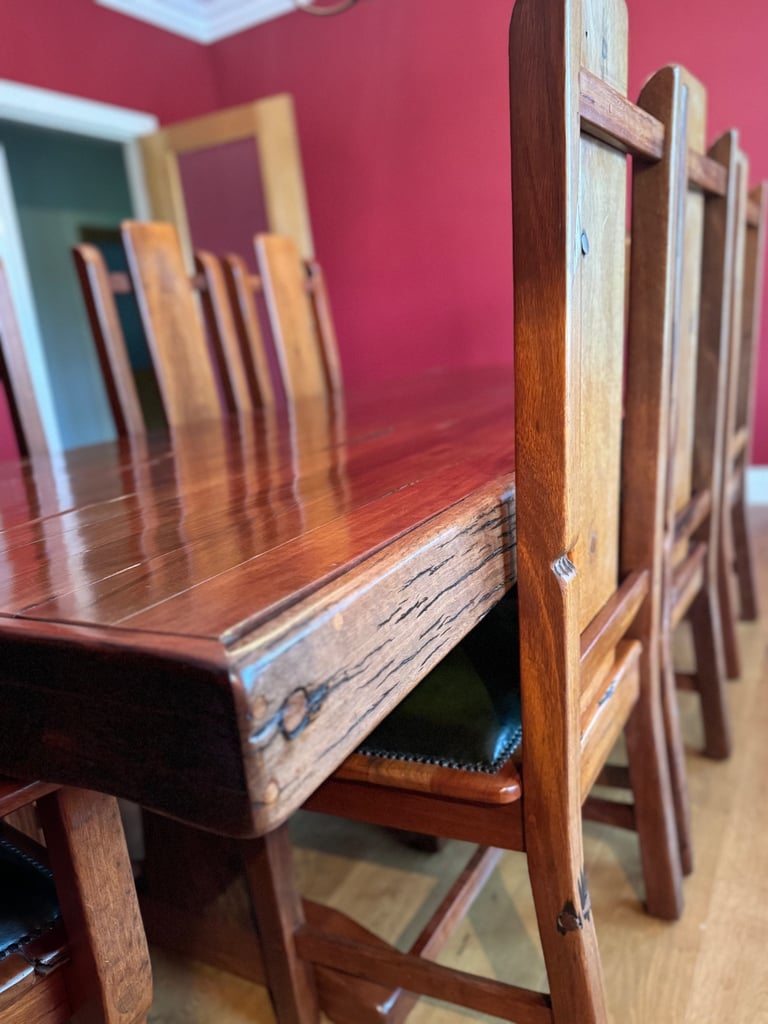 Jarabosky reclaimed Rhodesian Teak sleeper dining suite