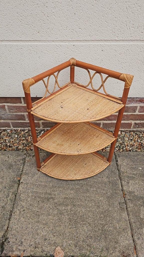 image for Vintage bamboo corner shelf 