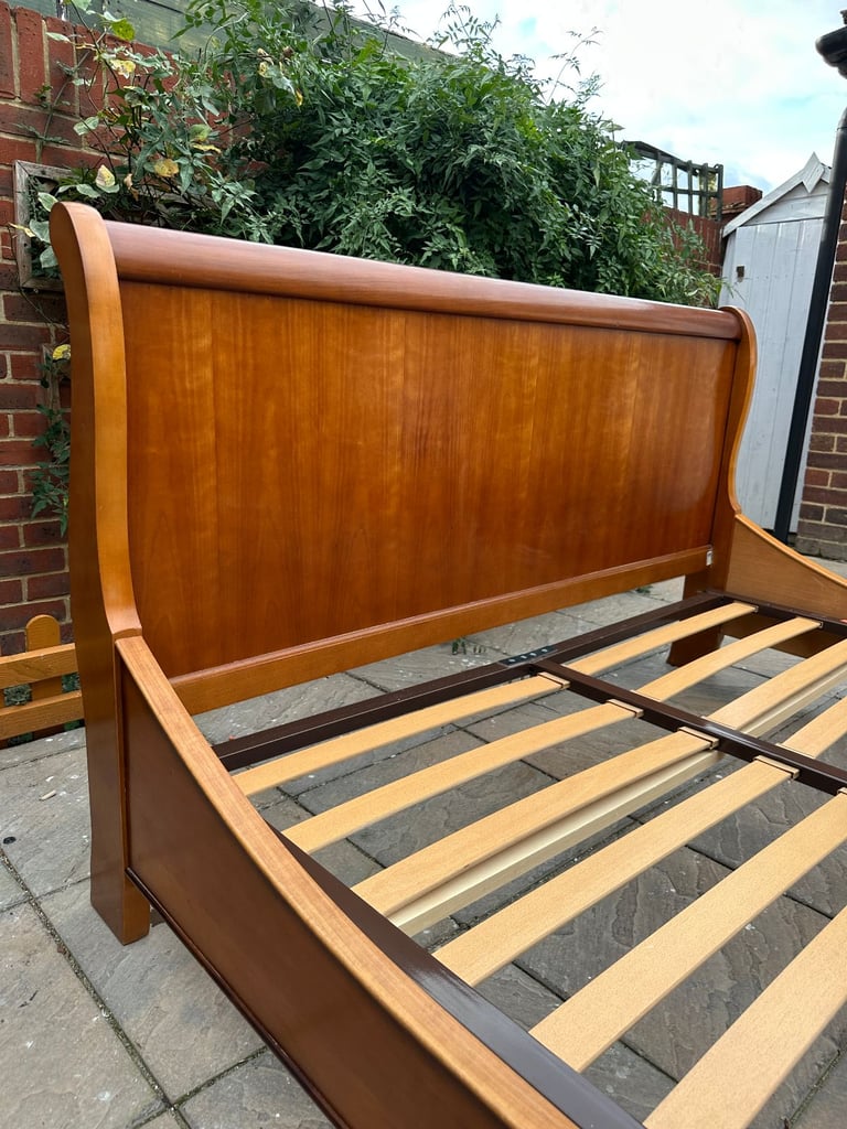 Wonderful French Exigence Couture NF Sleigh Cherrywood King Bed Frame – Good Condition 