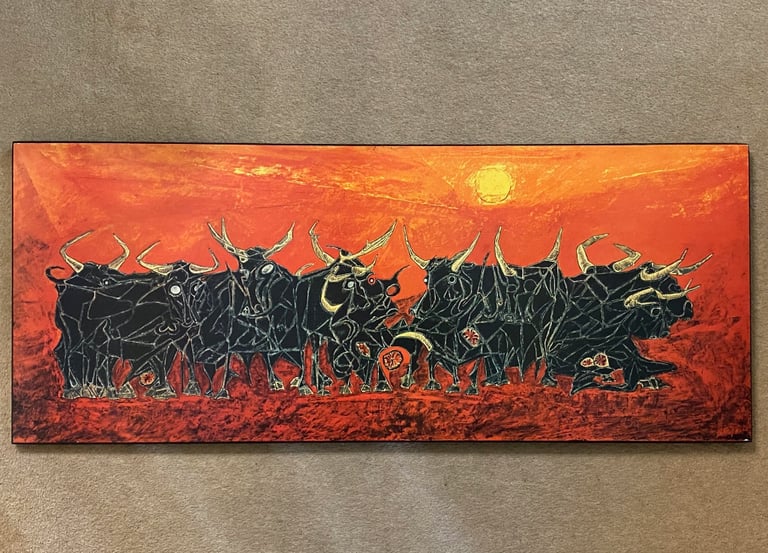 image for Vintage 1970's Athena print on board - Ortiz 'Stampede'.  New Lower Price