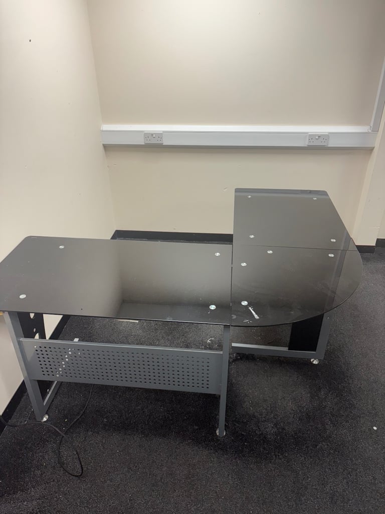 Glass office corner desk 