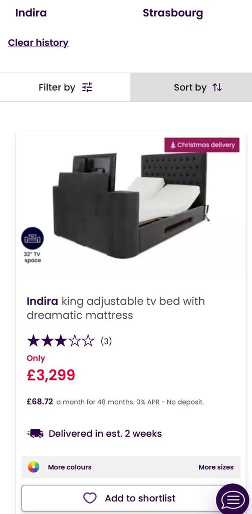 King Size bed with integrated TV Stand for sale