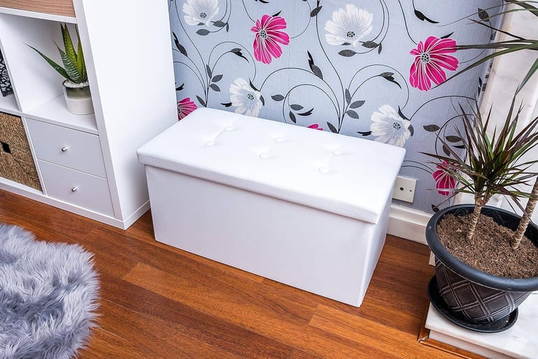 Nyxi Foldable Ottoman Storage Box, 76x38x38cm, 80L Capacity, Faux Leather, Multi-Purpose Seat