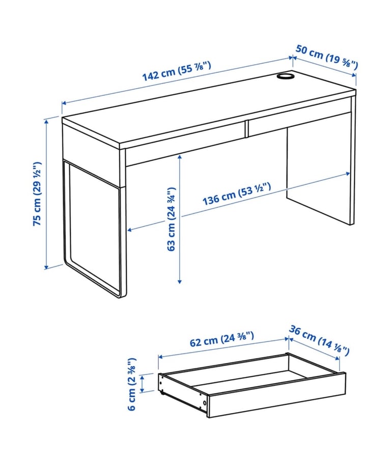 Ikea Micke Desk with 2 draws