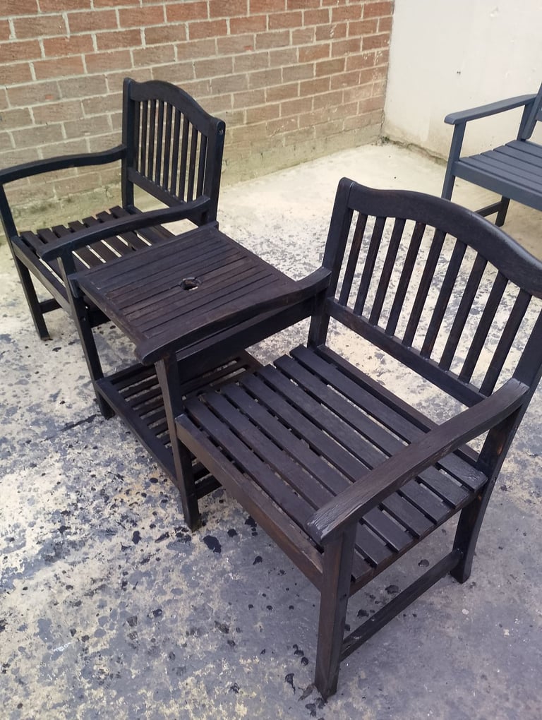 Fully refurbished teak jack and Jill seat 