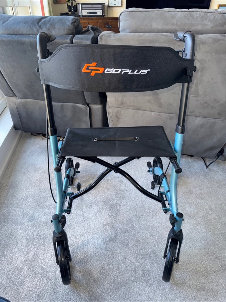 image for Brand new never used.  Rollator 4-Wheel Mobility Walker Blue with Brakes Seat
