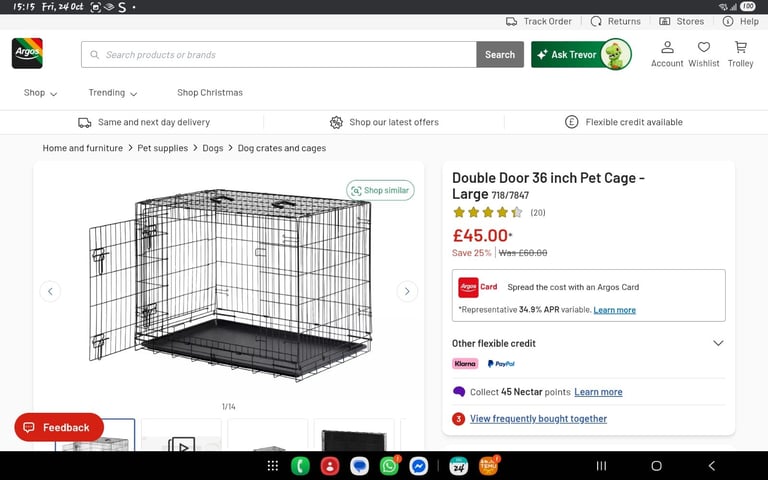 Argos large dog cage.