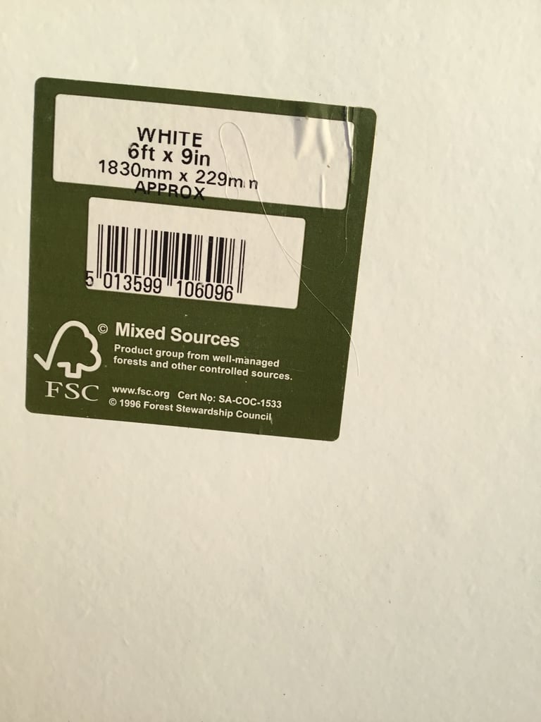 image for Length of white chipboard— new,72 x 9 inches.(1830x229mm)