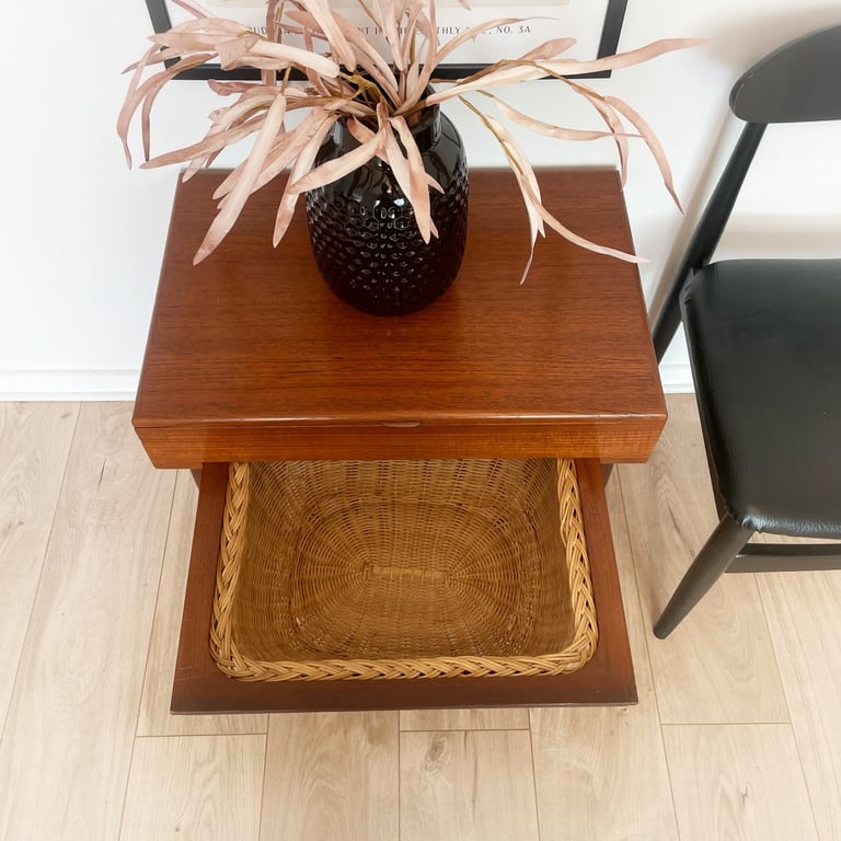 Mid century Danish teak sewing table / side table by FDB Moebler