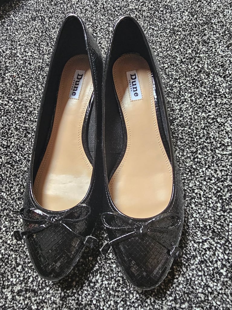 image for Dune London black senthetic reptile block heel size 7