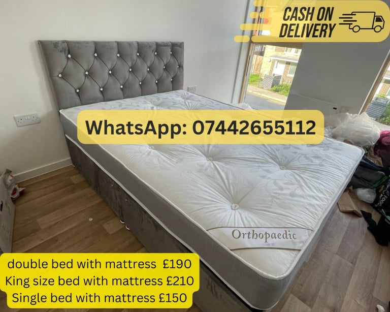 Double Divan bed with firm mattress Double\single\Queen bed frames and