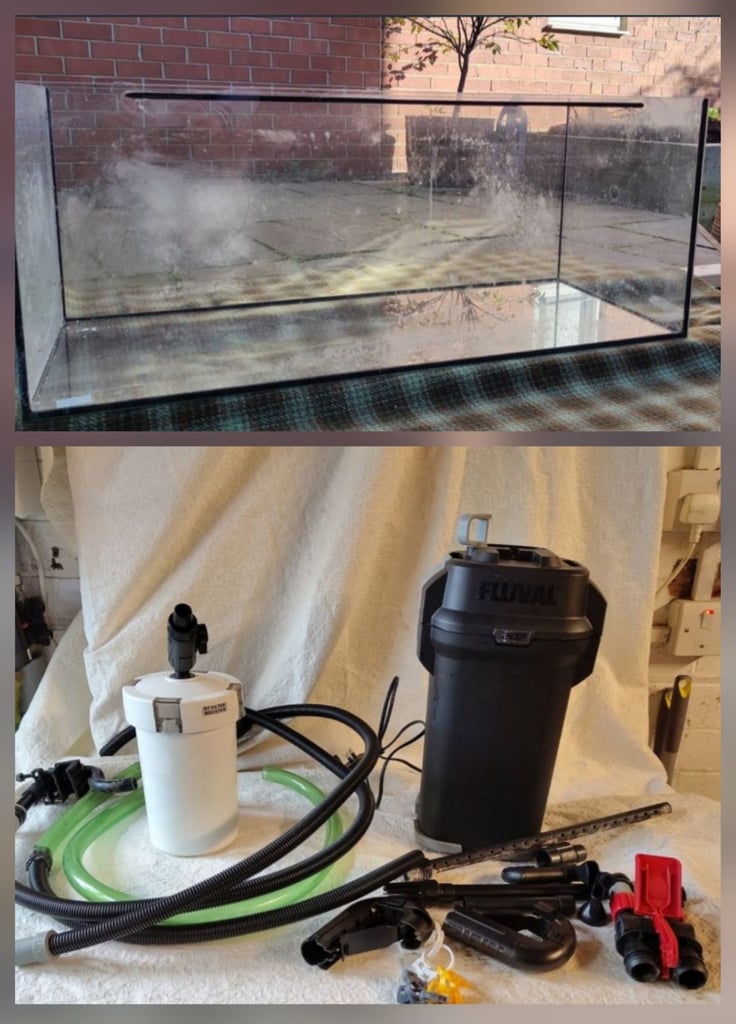 image for Large fish tank, with external filter, light and heater. 145l