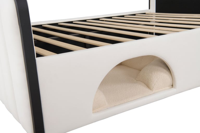 Stylish Modern Double Bed with Built-In Pet Nook – Comfort and Elegance Combined