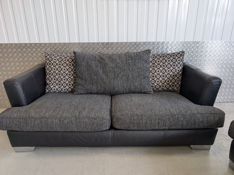 DFS Black/Grey 3 Seater Sofa & Armchair Set  (foam seat cushions) , Good Condition - Delivery Avail