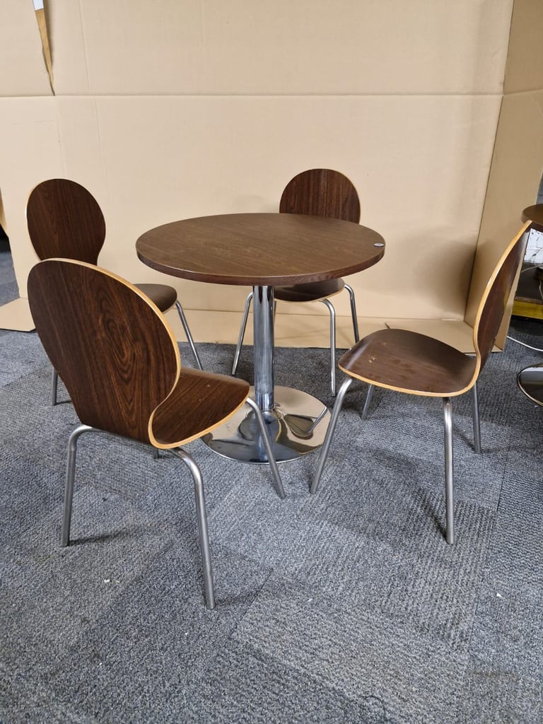 Cafe bistro table and 4 chair set for canteen and restaurant (20 sets available)