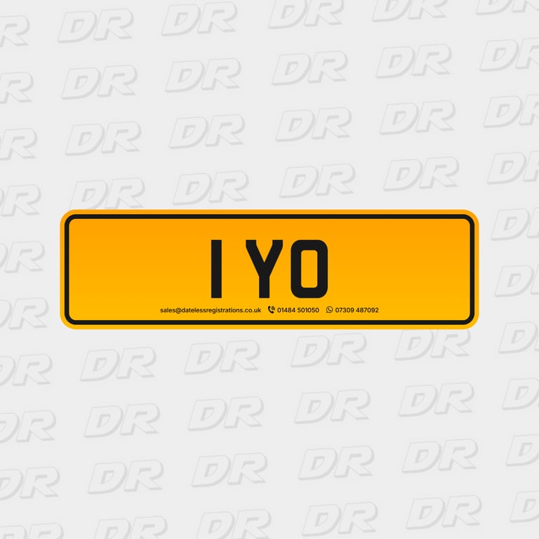 1 YO - Dateless 1x2 Cherished Private Number Plate / Registration Mark