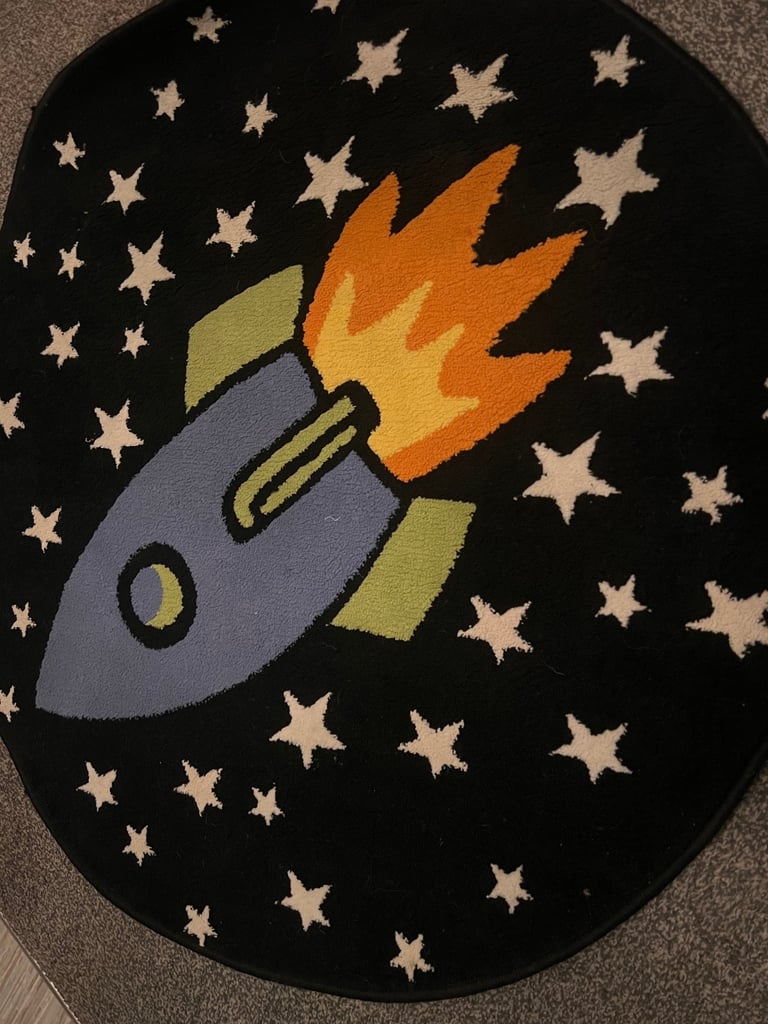 image for Rocket with stars round circle Rug