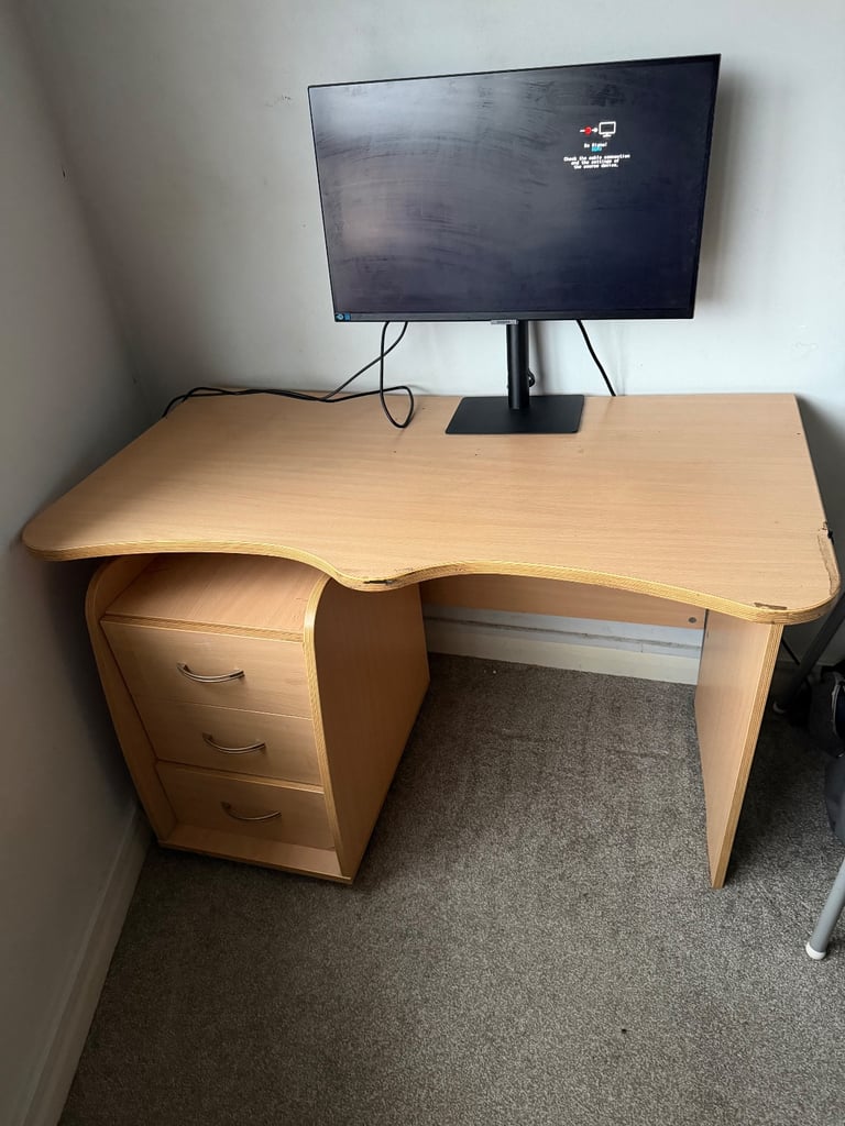 image for Light Wood Desk with 3-Drawer Mobile Unit — 120 × 60 cm NEED GONE ASAP