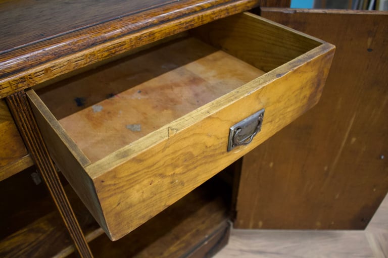 vintage art deco 1940s oak sideboard