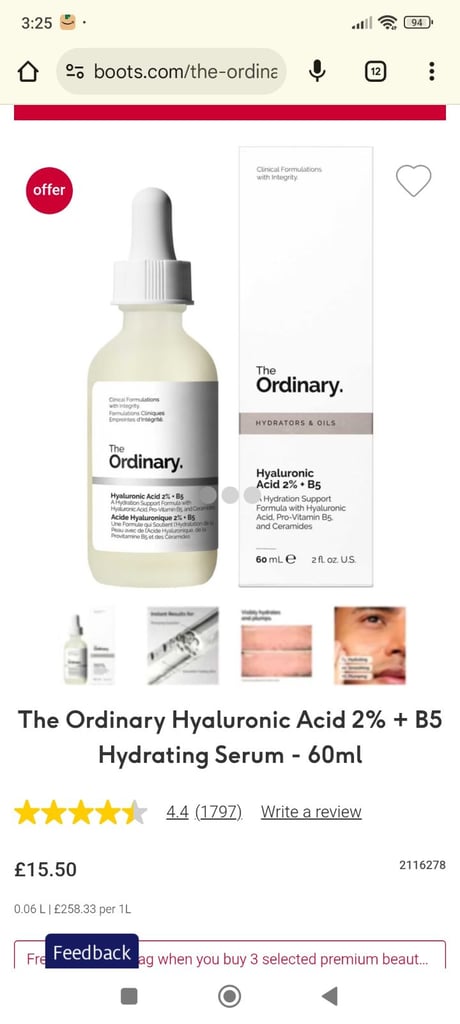 image for The Ordinary Hyaluronic Acid 2% + B5 (half price!!!!)