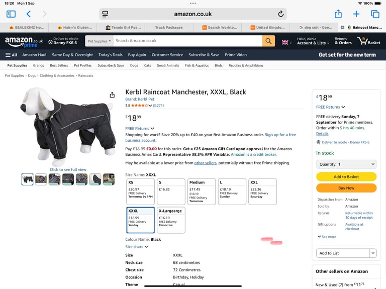 2 KERBL dogs FULL raincoat 1 x XXL and 1 x XXXL in IMMACULATE CLEAN CONDITION thanks.