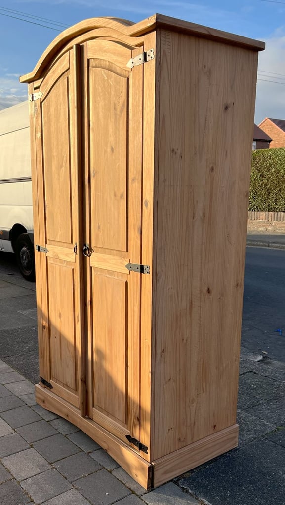A CORONA  SOLID PINE DOUBLE WARDROBE